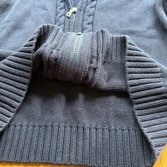 Tommy Hilfiger Jeans M Navy Blue Cotton Cable Knit Full Zip Cardigan Sweater - Picture 9 of 16